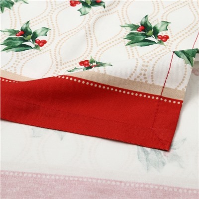 Дорожка на стол Этель «Новогоднее украшение» 30×70 см, 100% хлопок, саржа 190 г/м², бежевая/красная