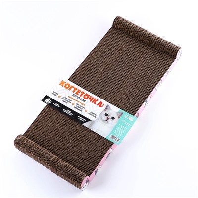 Когтеточка из картона с кошачьей мятой «Котик», 45 см × 20 см × 4.5 см