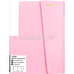 Папка с 20 вкладышами A5 "Pastel" A5 (165x220x10 мм) 400 мкм, фактура "песок", вкладыши 30 мкм, индивидуальная маркировка, непрозрачная розовая
