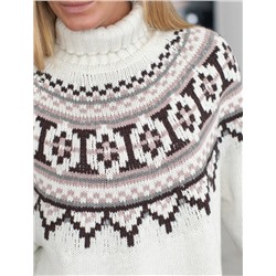 Свитер фактурной вязки из хлопка с акрилом