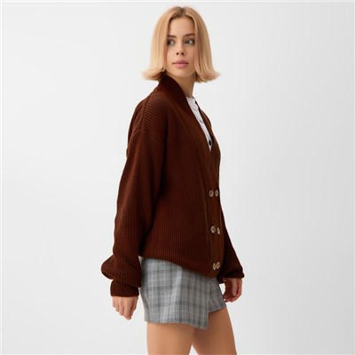 Кардиган на пуговицах женский MINAKU: Casual Collection, цвет шоколад, размер 42