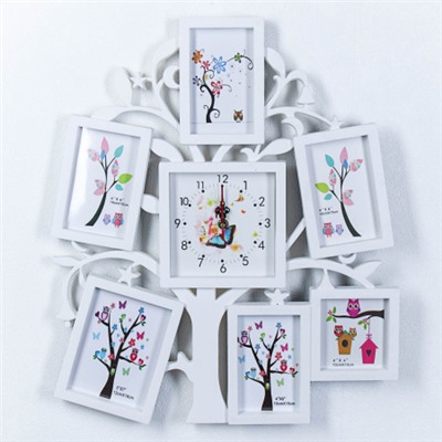 Фоторамка коллаж с часами Дерево 53х45 см / K9097 /уп 18/ 6 фото