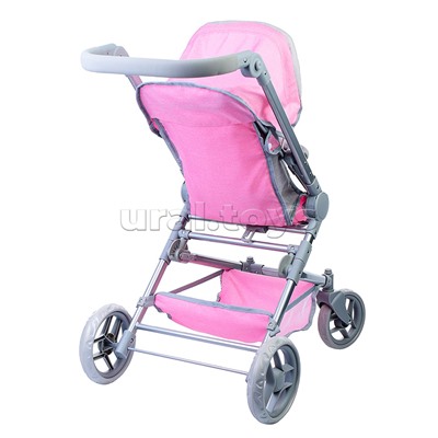 Коляска зима-лето 9636 для кукол, металл. с люлькой-переноской, со сменным коробом, с корзиной, в пакете