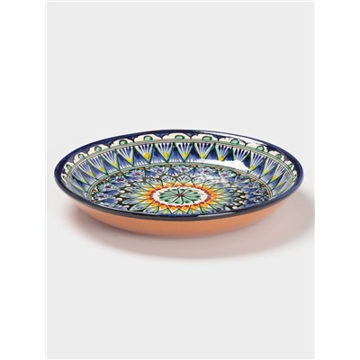 Ляган узбекский Риштанская керамика «Узоры», d=25 см, синий, МИКС