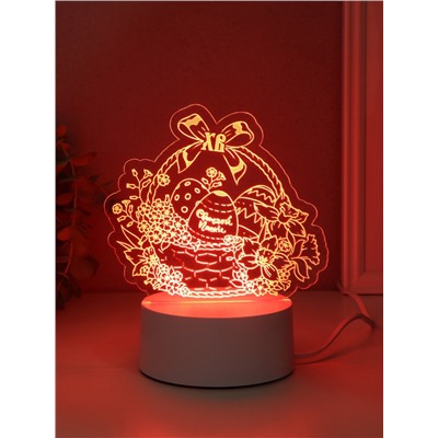 Светильник 3D RISALUX «Пасхальная корзинка», LED-ночник, RGB, от сети, 9.5×17×16.3 см