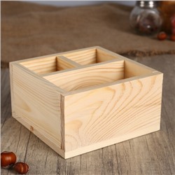 Салфетница деревянная «Квадрат», 3 отделения, 15×15×8 см, сосна