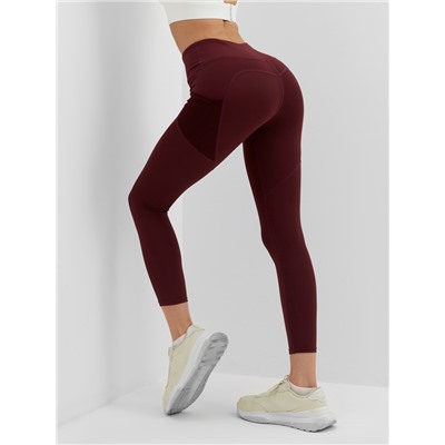 Легинсы спортивные женские MINAKU: SPORTLY, бордовые, размер 48