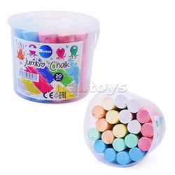 Мел цветной 20 шт. JUMBO, для асфальта длина 105мм, диам. 25 мм в пластиковом ведре