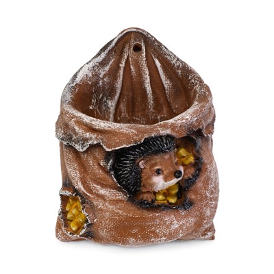 Декоративное кашпо из гипса «Ёжик в мешочке с кукурузой», 0.18 л, 13.2×11×20 см