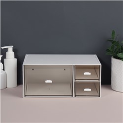 Органайзер для хранения BASIC, многоуровневый, 3 секции, 22.9×17.5×10 см, белый, прозрачный