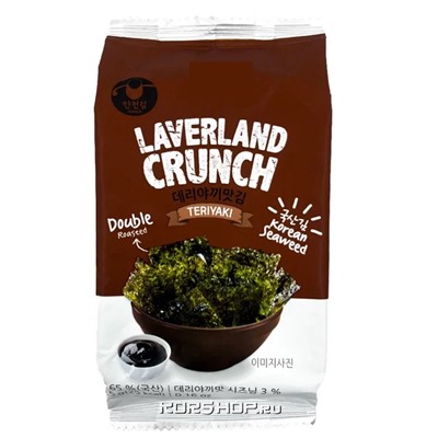 Хрустящая морская капуста со вкусом соуса терияки Laverland Crunch Manjun, Корея, 4,5 г Акция