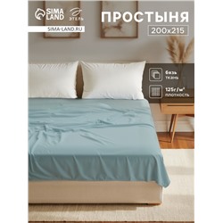 Простыня евро «Этель» Base Collection, 200×215 см, серо-зелёная, хлопок 100%, бязь