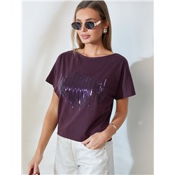 Нарядная футболка с принтом пайетками
