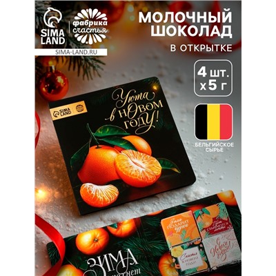 Шоколад мини в открытке «Уюта в Новом году», 5 г × 4 шт.