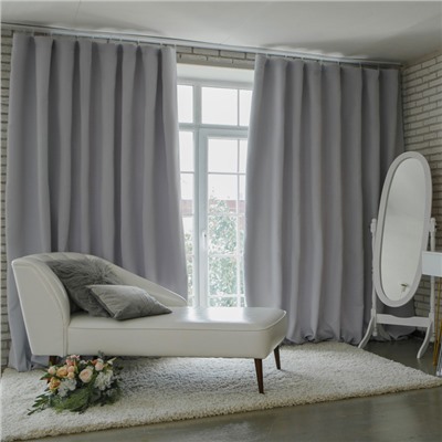 Штора блэкаут портьерная «Этель», размер 250×265 см, цвет металл