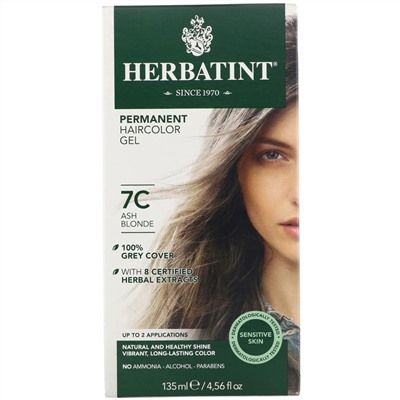 Herbatint, 7C, стойкая гель-краска для волос, темный пепельный блондин, 135 мл (4,56 жидк. унции)