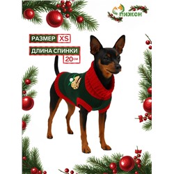 Свитер для животных «Рога удачи», размер XS (ДС 20 см, ОШ 17, ОГ 23-37), зелёный