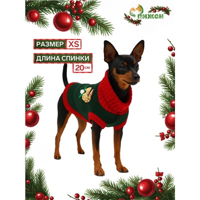 Свитер для животных «Рога удачи», размер XS (ДС 20 см, ОШ 17, ОГ 23-37), зелёный