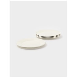 Тарелки Доляна White Label, набор 4 шт., d=22.5 см, фарфор, белые