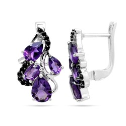 Серьги из серебра аметист, шпинель, Гавот
