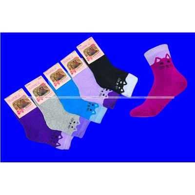 Лариса носки детские на девочку КОШКА внутри махра арт. ВА 51