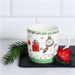 Кружка новогодняя 360 мл / Q447 /уп 72/ (Снеговик синий)