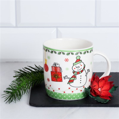 Кружка новогодняя 360 мл / Q447 /уп 72/ (Снеговик синий)