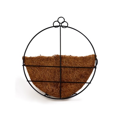 Кашпо настенное, d=20 см, металлическое, со вставкой из кокоса