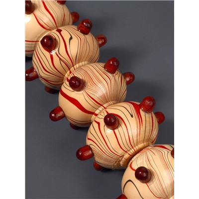 УЦЕНКА Массажёр «Скалка», универсальный, 36.5×5.8 см, 5 шаров с шипами, деревянный