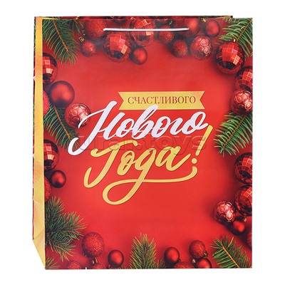 Бумажный пакет для сувенирной продукции с ламинацией, с шириной основания 40,6 cм.