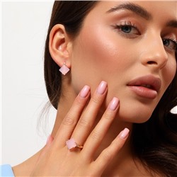 Комплект ювелирной бижутерии коллекция "Дубай" с крупным серьги и кольцо 17 р, покрытие позолота, вставка: фианиты, цвет: розовый матовый, арт.314.618-17