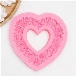 Молд «Розовое сердце», силикон, 16×16×2 см, цвет МИКС