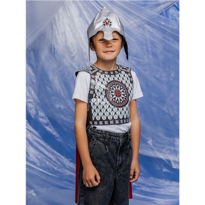 Карнавальный костюм детский «Богатырь Добрыня»: болеро, жилет, шлем, р. 128-140