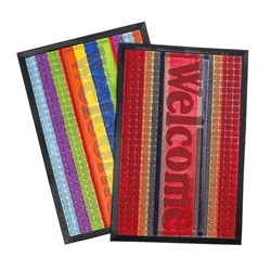 Коврик придверный Доляна Welcome, влаговпитывающий, с окантовкой, 40×60 см, цвет МИКС