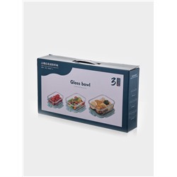 Набор контейнеров, 3 шт.: 410/690/1040 мл, стекло, прозрачный