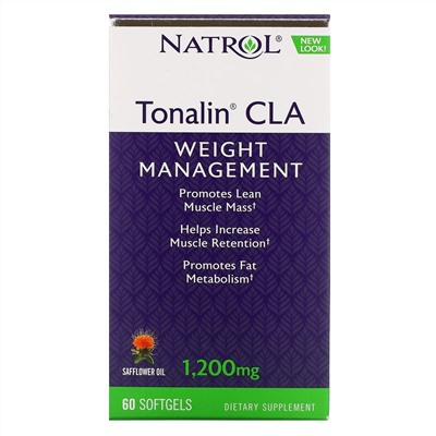 Natrol, Tonalin CLA, конъюгированная линолевая кислота (КЛК), 1200 мг, 60 мягких таблеток