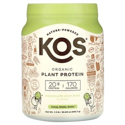 KOS, Organic Plant Based Protein, Chocolate Chip Mint, 1.3 lb (590.7 g)