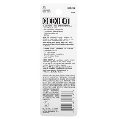Maybelline, Cheek Heat, Gel-Cream Blush, Coral Ember, 0.27 oz (8 ml)