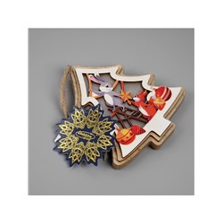 Подвеска световая «Зайка и белка», 11×12 см, от батареек LR41×3, свечение тёплое белое