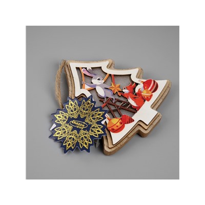 Подвеска световая «Зайка и белка», 11×12 см, от батареек LR41×3, свечение тёплое белое