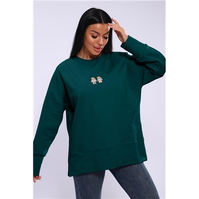 Худи женское с разрезами по бокам 003 (Изумрудный)