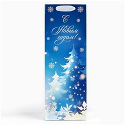 Пакет подарочный под бутылку новогодний «С Новым годом», 13×35×10 см