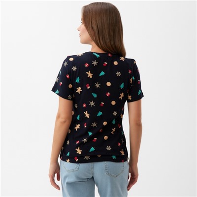 Футболка женская KAFTAN «Xmas family» размер 44-46, черный