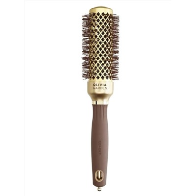 Olivia Garden Термобрашинг для укладки волос / Expert Blowout Shine Wavy Bristles Gold & Brown, 35 мм, коричневый