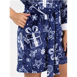 Снежок - халат снежинки синий