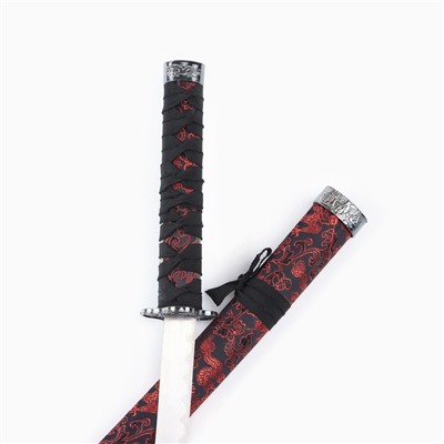 Макет оружия «Сувенирные катаны на подставке 2в1. Красный дракон на чёрном», подарочный набор, ножны кожзам, 47 см; 70 см