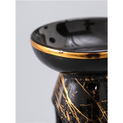УЦЕНКА Аромалампа керамика "Золотой кракелюр на чёрном" 9,3х9,3х11,8 см