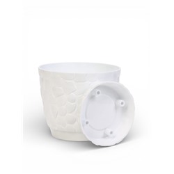 Горшок для цветов с поддоном «Камешки», 1.6 л, пластиковый, белый