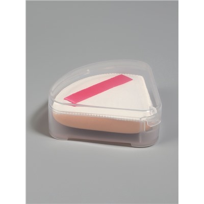 Спонж для макияжа, с держателем, d=5 см, в футляре, треугольный, бежевый