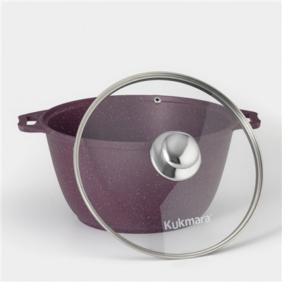 Кастрюля KUKMARA Trendy style, 4 л, d=24 см, h=14.5 см, антипригарное покрытие, стеклянная крышка, литой алюминий, фиолетовая